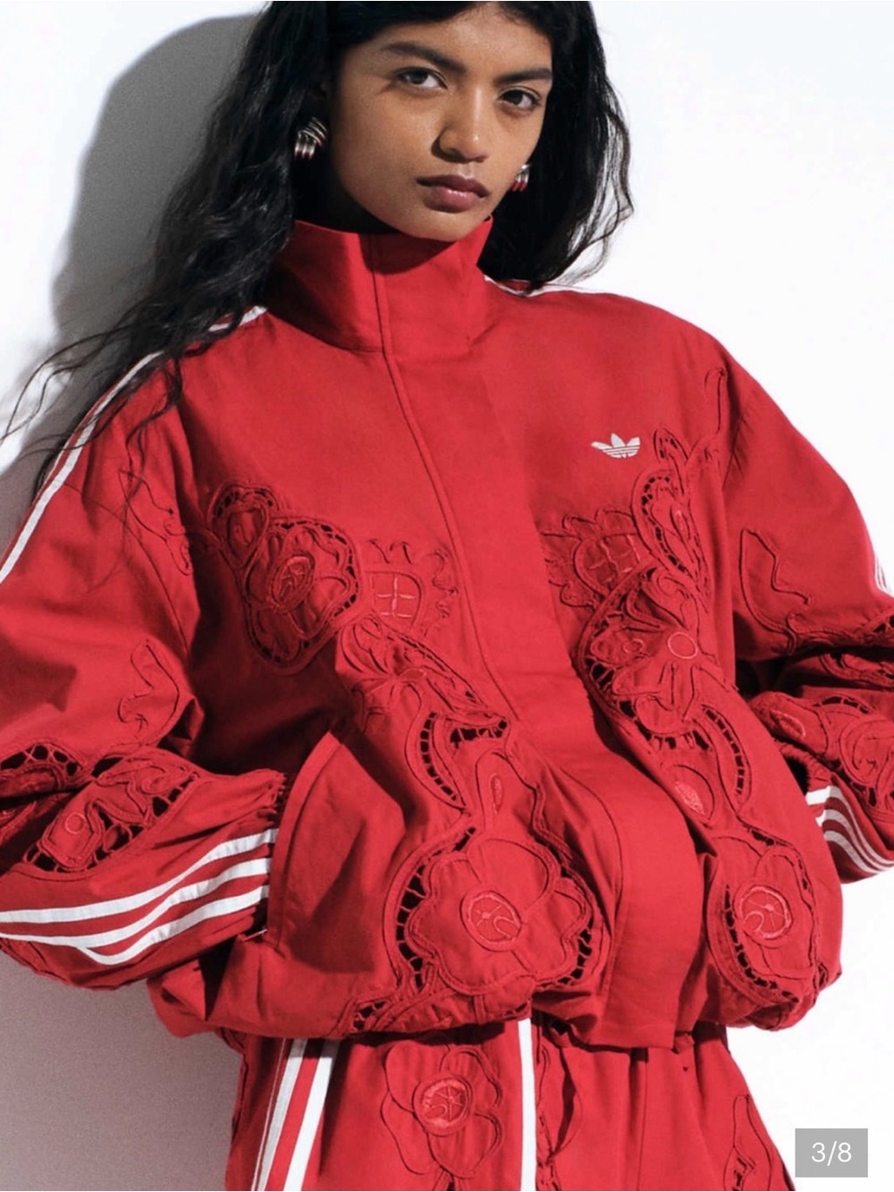 Adidas x ASOS Red Embroidered Bomber Jacket with Three-Stripes